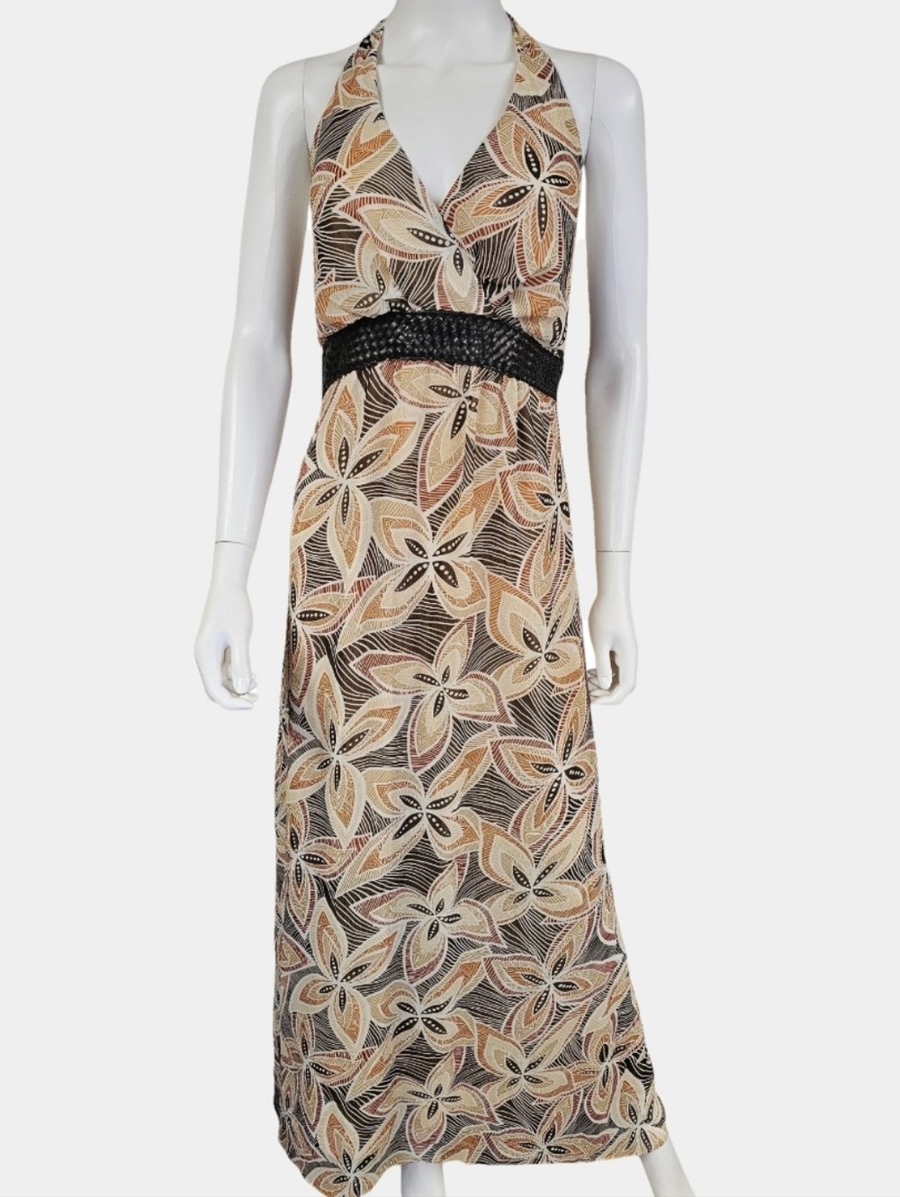 Rabbit Rabbit Rabbit Halter Style Surplice Front Floral Print Maxi Dress Size 16